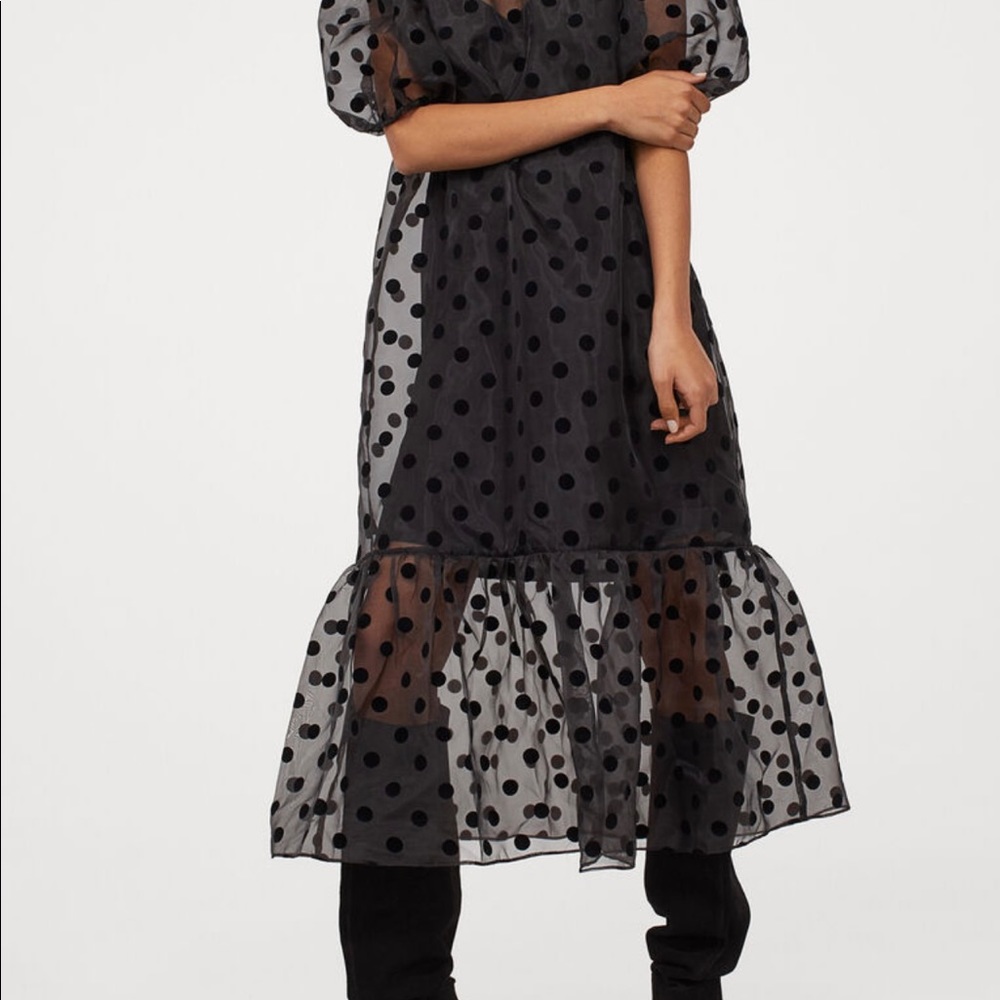 H&M PUFFED SLEEVE ORGANZA DRESS